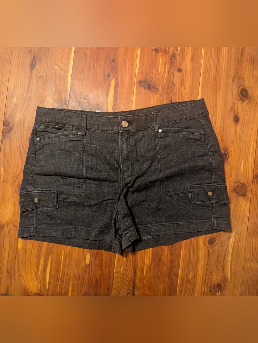 White House Black Market Black Denim Cargo Pocket Shorts